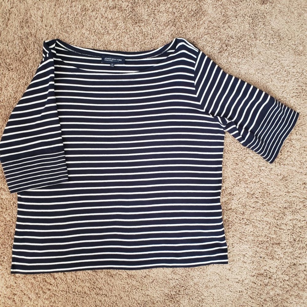 Jones NY Nautical Stripe top 2X